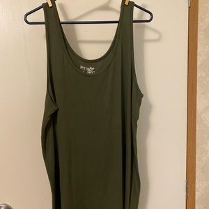 Terra & Sky army green ribbed long ribbed tank in NWOT condition.